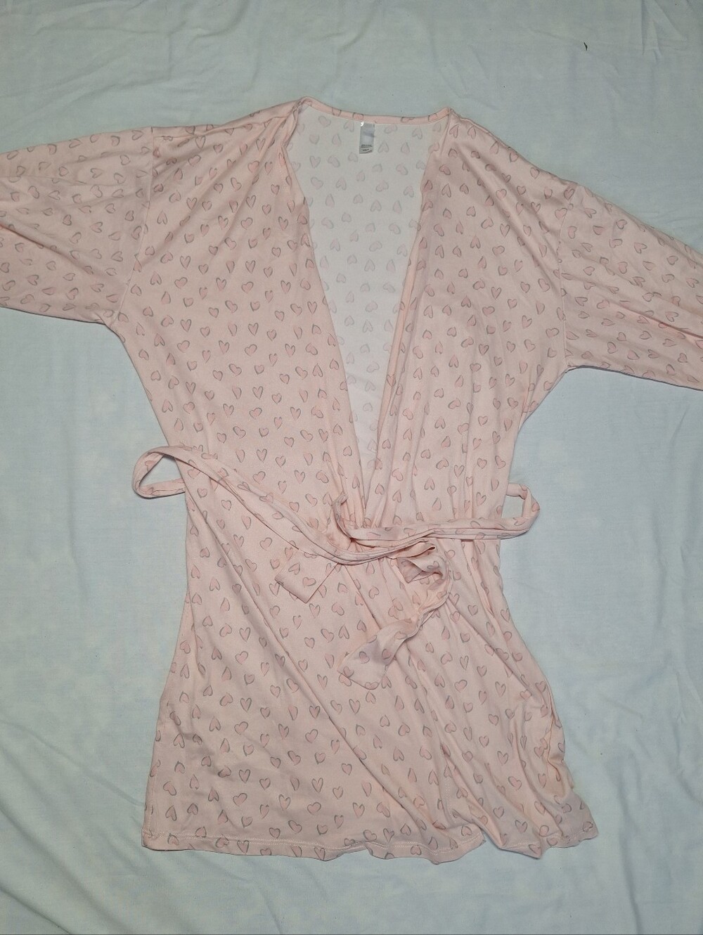 NWOT Flora Nikrooz Pink Hearts Lightweight Soft Kimono Robe, Large